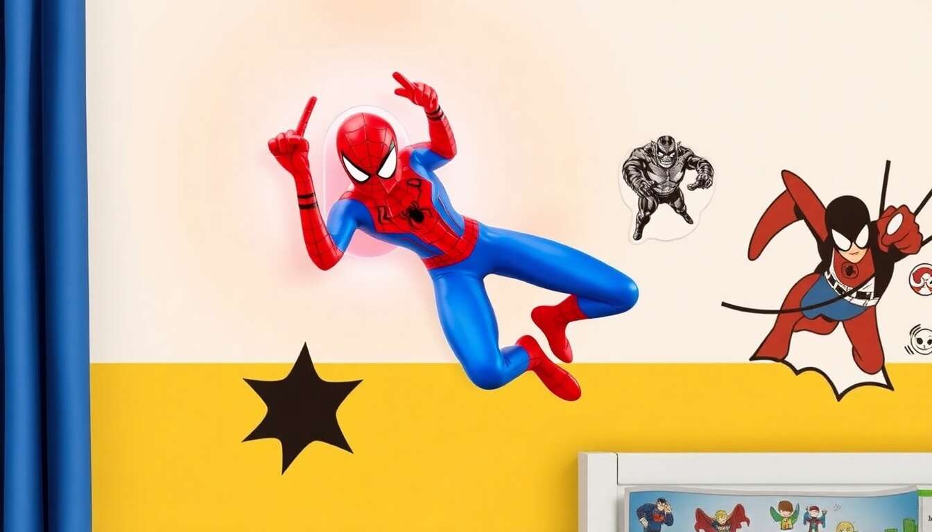 L'éclairage super-héros dans la déco : l'applique murale spiderman 3d