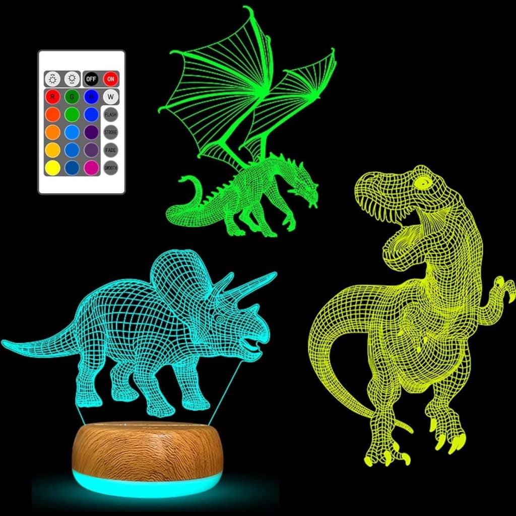 Test Lampe 3D YATOSEEN Dinosaure: illusion Colorée et Télécommande