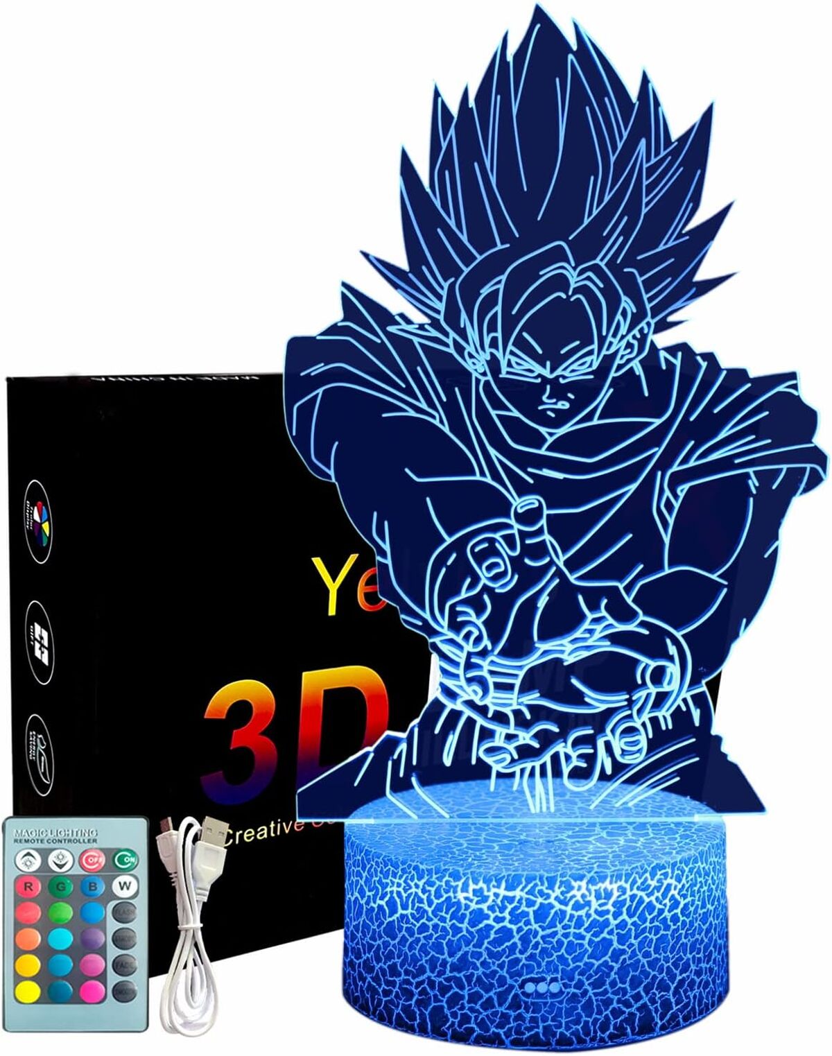 Test Veilleuse 3D Goku : lampe Anime Enfants avec Télécommande Multicolore