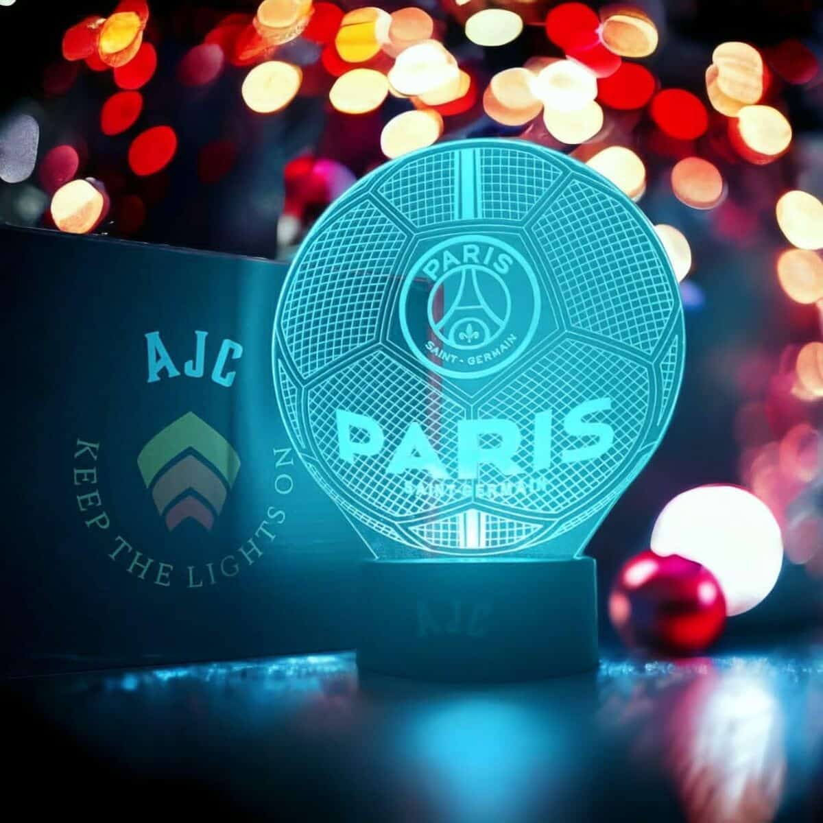 Veilleuse 3D PSG A&J Creations : cadeau parfait pour fans de foot