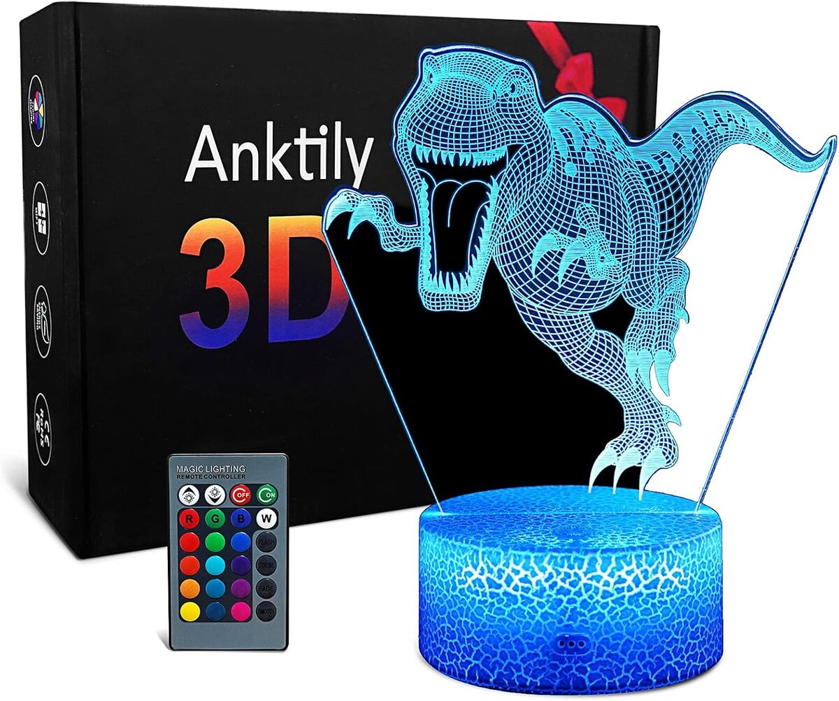 Test : veilleuse dinosaure 3D LED 16 couleurs pour enfants
