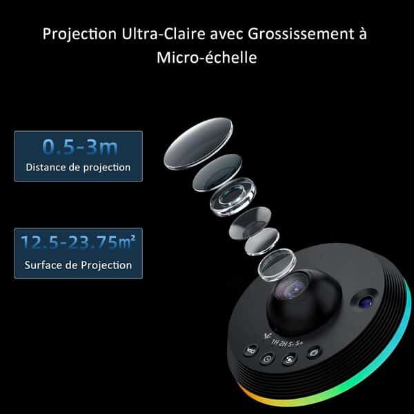 Ainael Projecteur Galaxie, Projecteur Etoile Planetarium Lampe Veilleuse Ciel Étoilé Plafond avec Bande Lumineuse Meteor Galaxy Projector pour Enfants Chambre Anniversaire Noël Cadeau (Black) [Classe énergétique A+++]