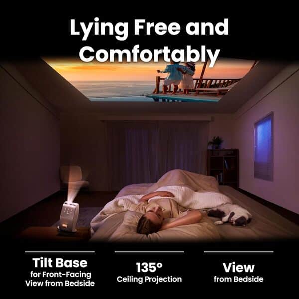 BenQ Vidéoprojecteur GV50 Plafond Portable Laser 1080p avec Base Trépied | Projection À Angle Rotatif | 500 Lumens | Haut-Parleur Bluetooth Basses 18 W | Google TV avec Netflix | Chromecast & AirPlay