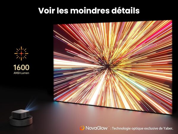 Videoprojecteur 1600 ANSI avec Son JBL, Yaber K3 Projecteur Video Google TV, 30W Haut-Parleurs, WiFi6 Bluetooth Retroprojecteur Auto Focus/Keystone, évitement d'objets et Adaptation à l'écran(Noir)