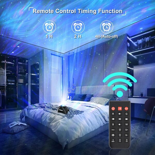 Projecteur d'étoiles Aurora pour chambre à coucher avec hautparleur Bluetooth et bruit blanc, projecteur Vinwark Galaxie, projecteur de lumière étoilée pour enfants et adultes, salle de jeux, home