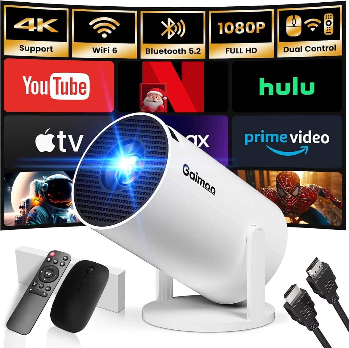 Test du vidéoprojecteur portable 4K 2025 avec dual contrôle et WiFi 6