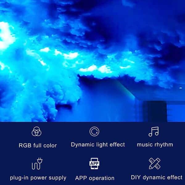 Lampe Cloud Thunder RVB, lumière LED Thundercloud 3D, lumières de nuage créatives bricolage avec télécommande, lampe de nuit LED Cloud avec couleur réglable, technologie de salle de jeu Sense RGB 15m