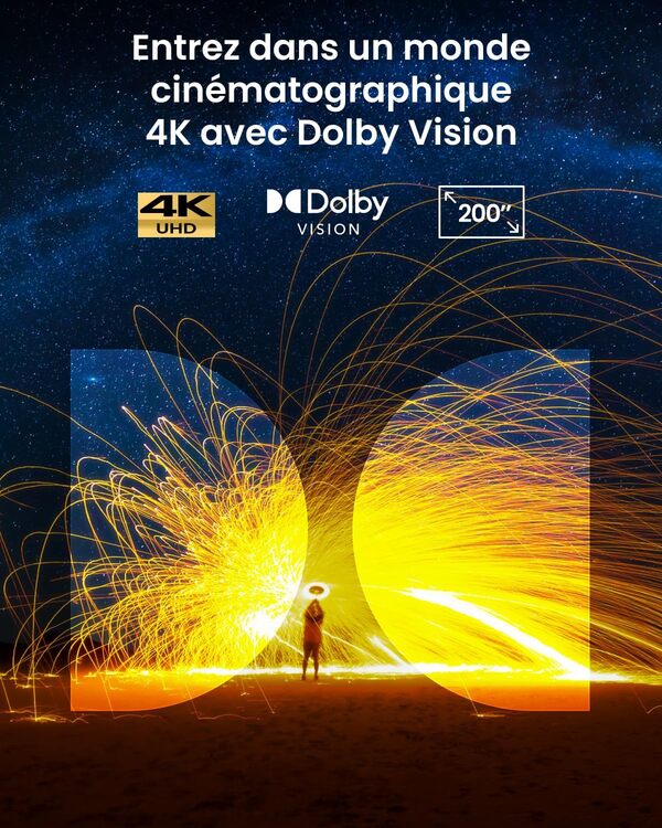 NEBULA Cosmos 4K SE Videoprojecteur Intelligent, Dolby Vision, 1800 ANSI Lurmens de luminosité, HybridBeam (Laser + LED),Google TV, Netflix Officiel, Portable avec poignée