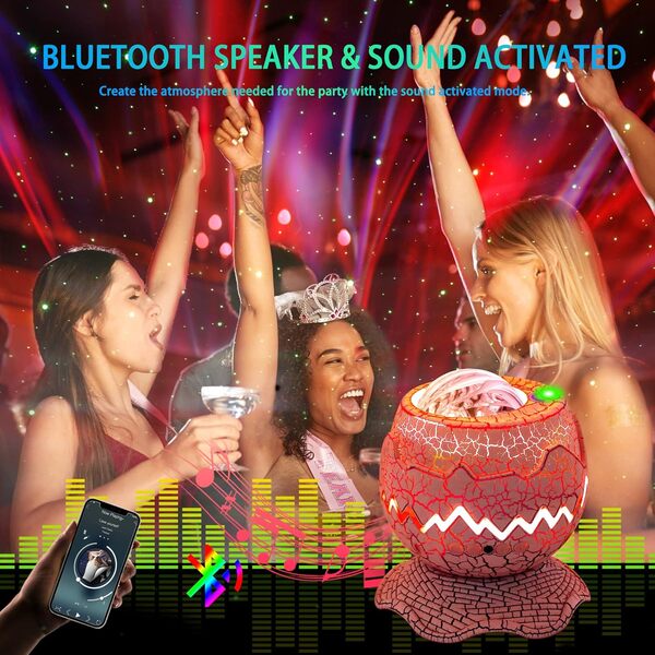 AIRIVO Northern Lights – Projecteur aurore d'œuf de dinosaure pour chambre à coucher, projecteur de galaxie avec haut-parleur Bluetooth, bruit blanc et minuterie, veilleuse pour enfants et adultes