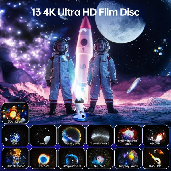 Projecteur de galaxie astronaute 13 en 1, projecteur d'étoiles planétarium, lumière de galaxie réaliste à LED avec nébuleuse du système solaire pour adultes, maison, Noël, Halloween