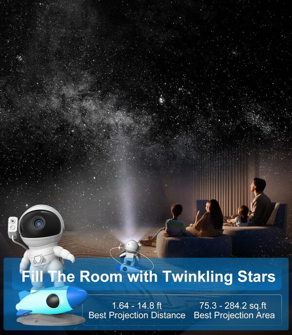 Yiliaw Projecteur de galaxie astronaute 13 en 1, projecteur d'étoile de planétarium, projecteur d'espace ultra transparent avec veilleuse fusée pour chambre, plafond, projecteur de lumière