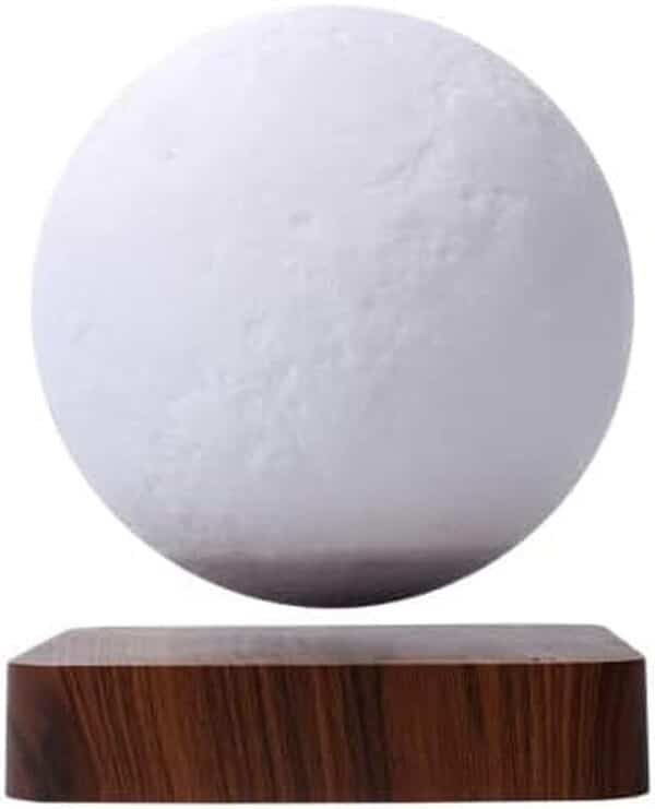 MagneticLand Globe Lune 3D en lévitation MOONFLIGHT Base Bois foncé