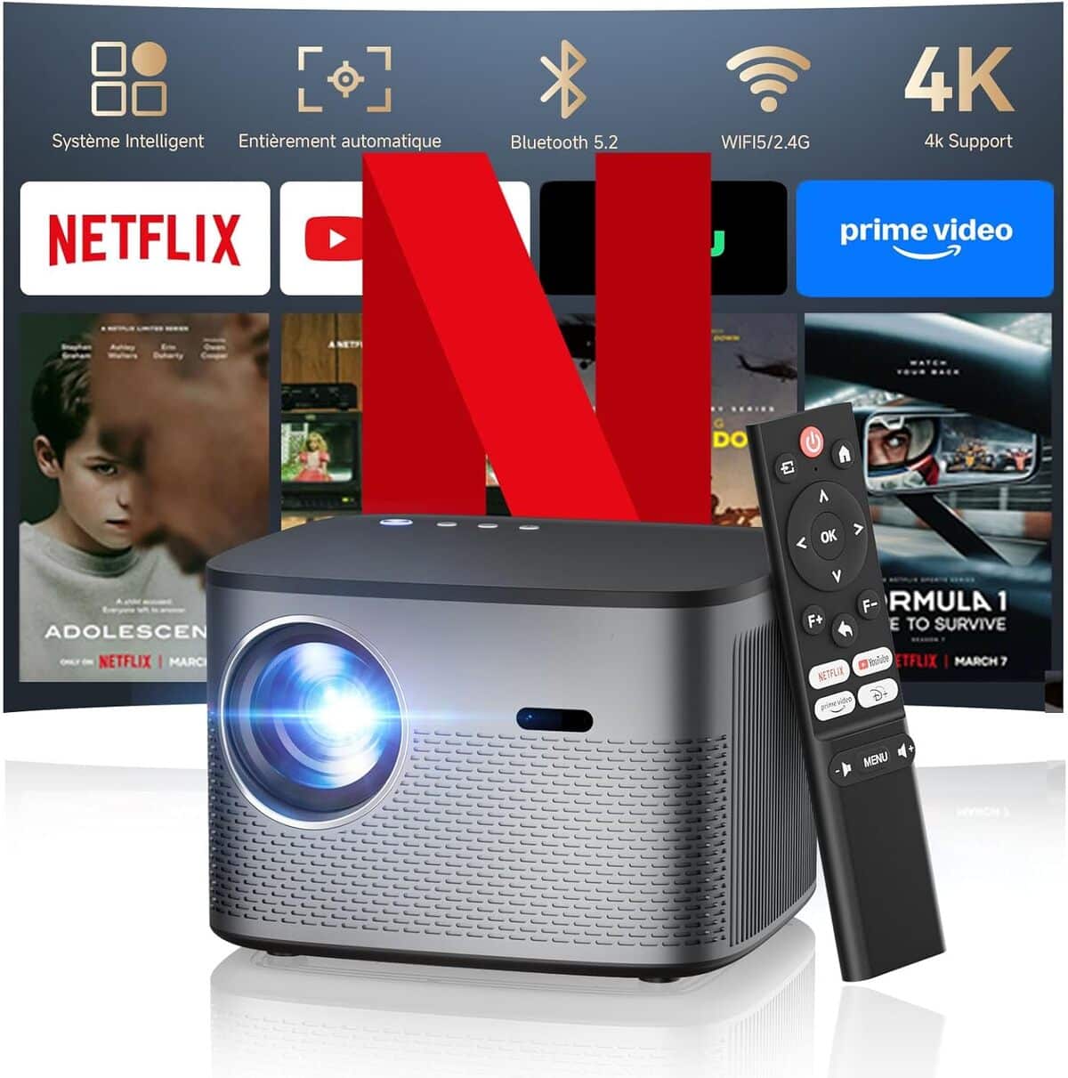 Test du projecteur intelligent Netflix certifié Android 13.0 4K