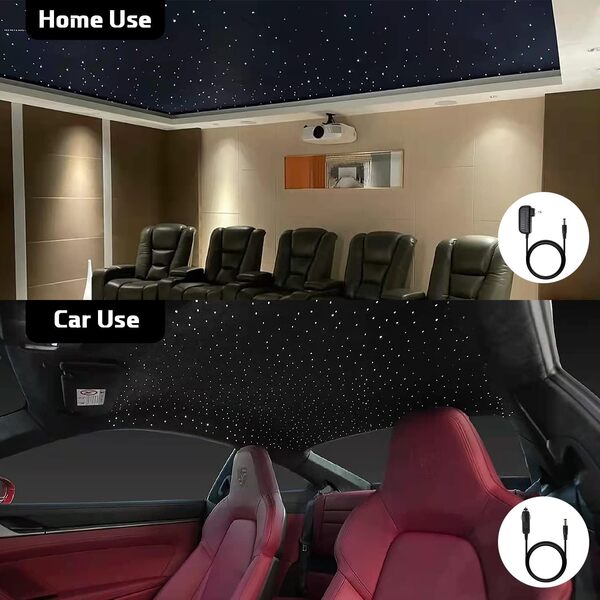 Callsky LED Fibre optique kit à commande vocale 16W, RGBW ciel étoilé romantique, veilleuse étoilée au plafond, APP/télécommande, 550 pièces *0,75mm* 4M, pour salle audiovisuelle, salle de jeux