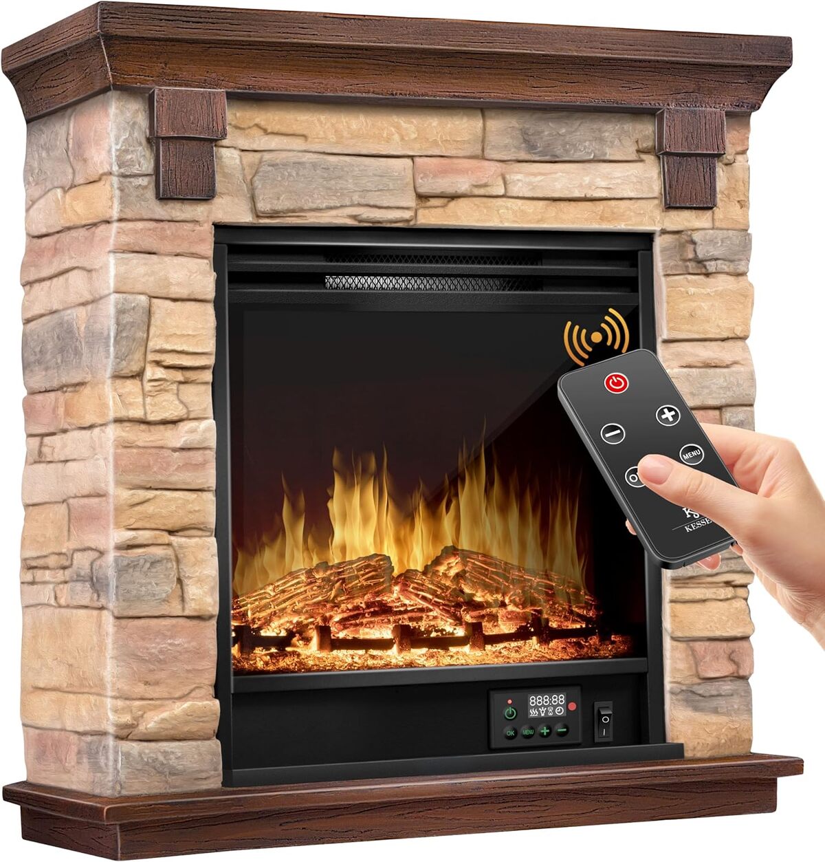 Test de la cheminée électrique Kesser® : effet flammes LED 3D et chauffage 1800W