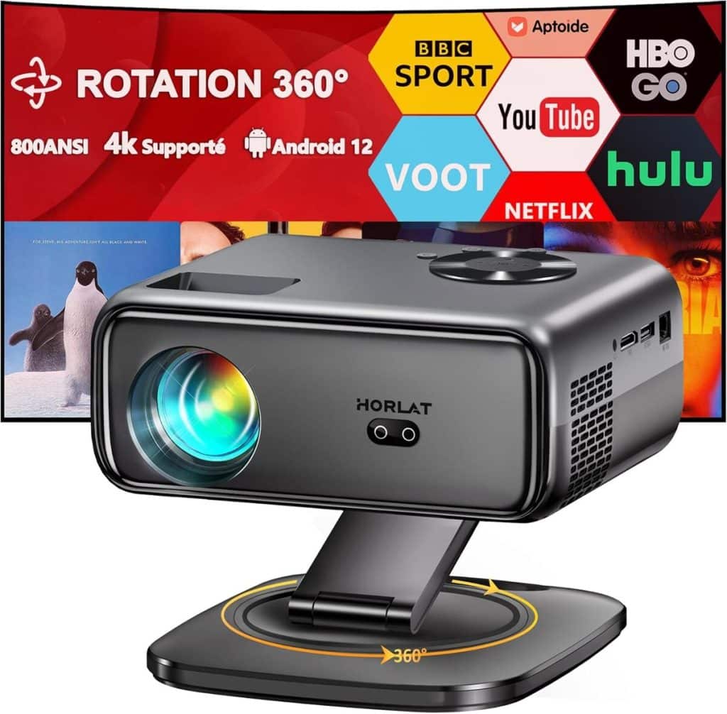 Test du vidéoprojecteur Horlat : android 12 et rotation 360°