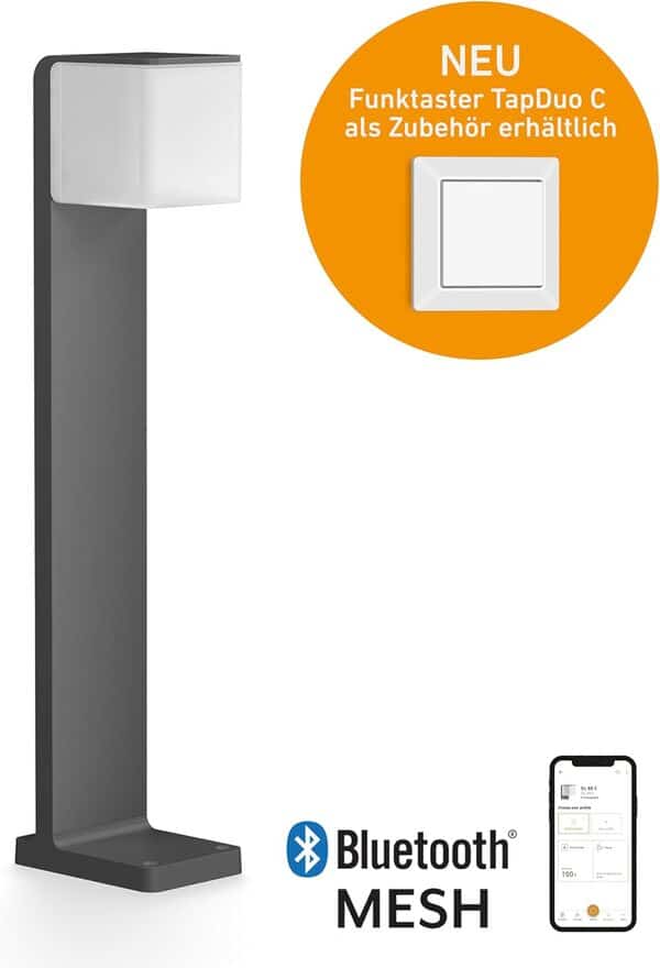 Steinel Lampadaire GL 80 C anthracite, lampe de jardin à LED, sans capteur, peut être mise en réseau via l'application Bluetooth, 9,1 W, blanc chaud 079284
