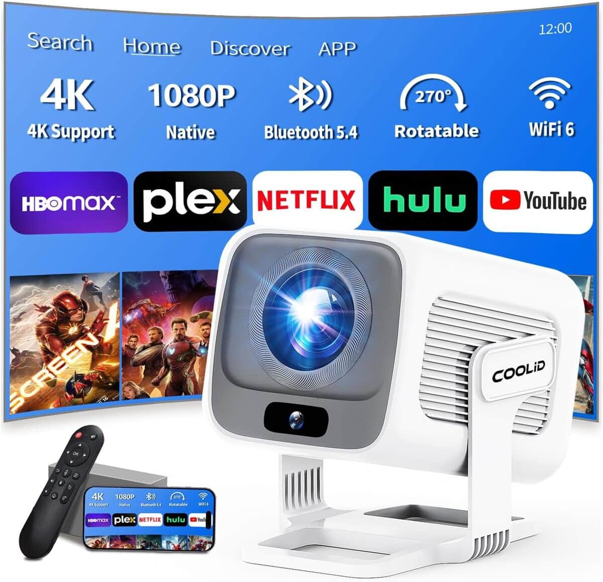 Test du vidéoprojecteur WiFi 6 BT 5.4 Full HD 1080P portable