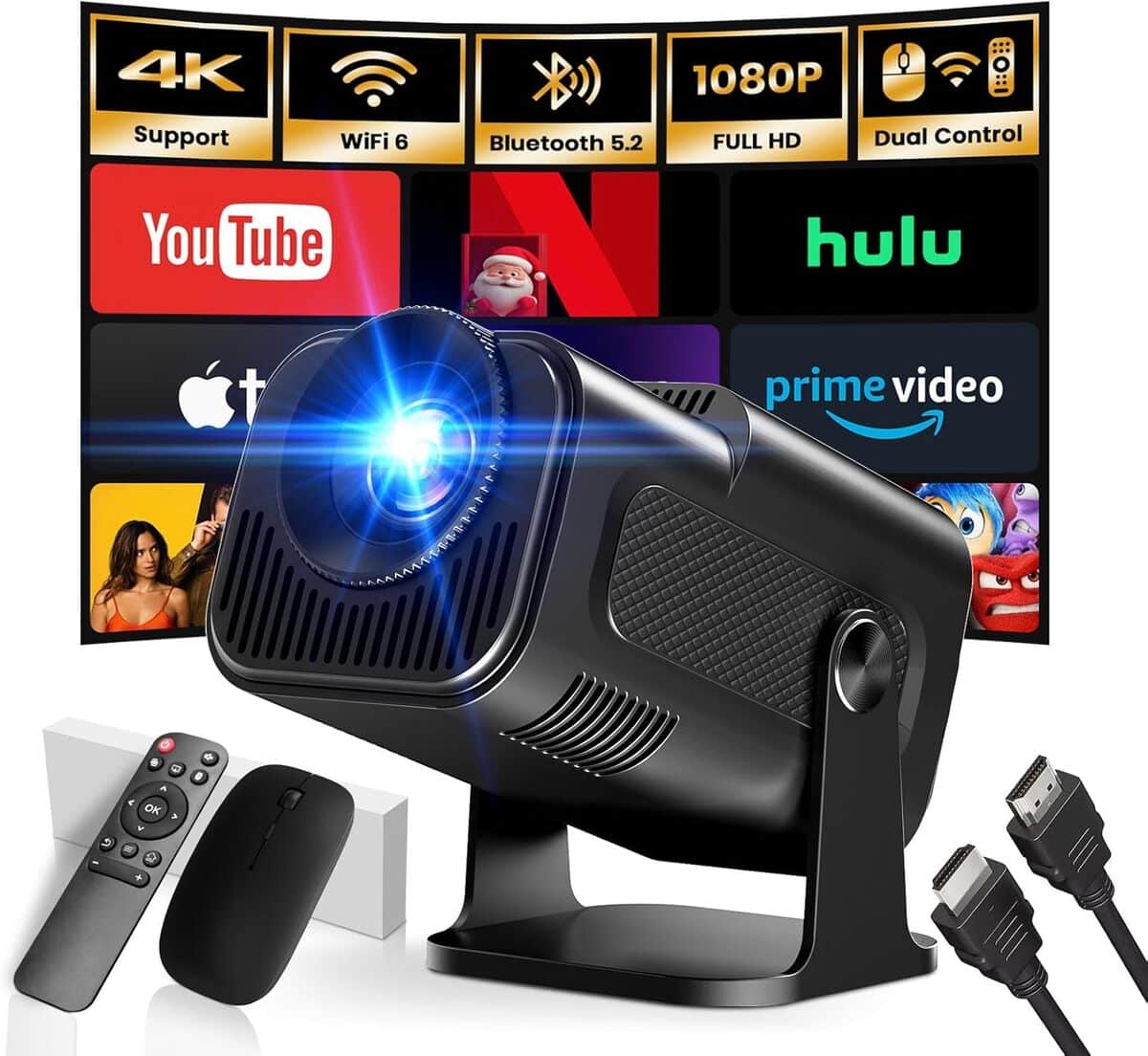Test vidéoprojecteur Upgraded 2025 : mini projecteur 4K portable avec wifi et Android TV