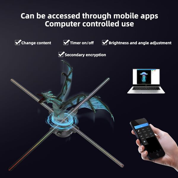 Missyou Hologramme 3D Fan 85CM MS85S4 Affichage Flottant LED Haute Définition Multi-Appareils WiFi Bluetooth Télécommande 700 Vidéos pour Événements Vitrines Expositions