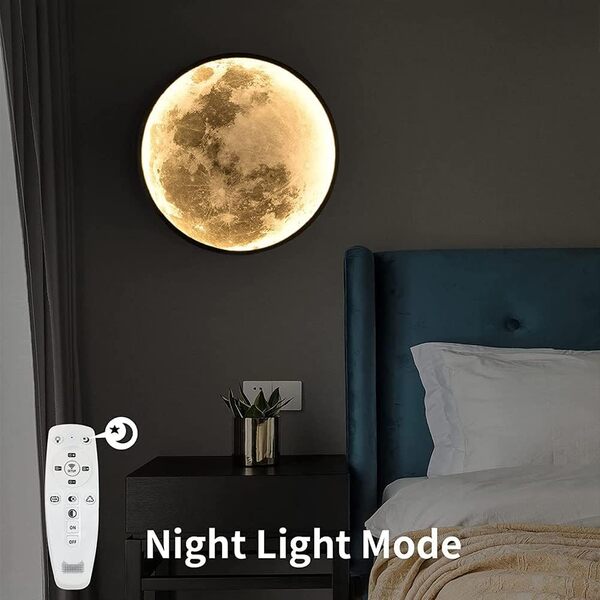 Appliques Murales Lune LED Dimmable avec Télécommande Moderne Lampe Murale interieur avec interrupteur et prise Lampe Lune 3D Lampe Lune 3D Art déco Ronde Lumière Murale pour Salon Chambre à Coucher [Classe énergétique E]