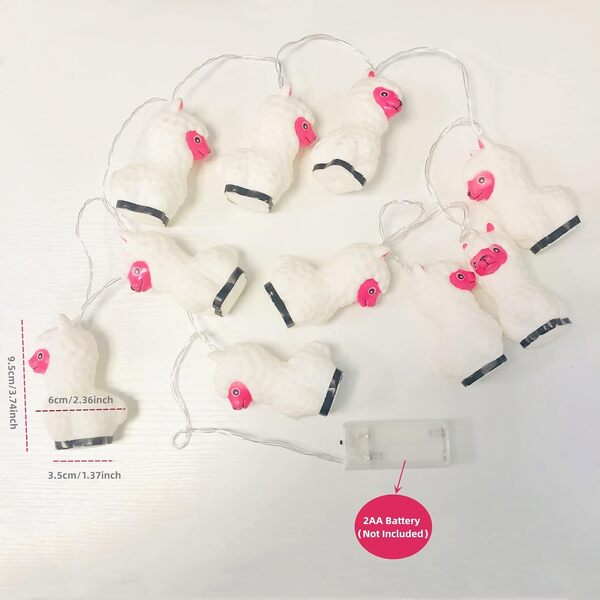 Guirlande lumineuse à piles en forme d'animal mignon en alpaga pour chambre d'enfant, décoration de maison, 1,65 m, 10 LED