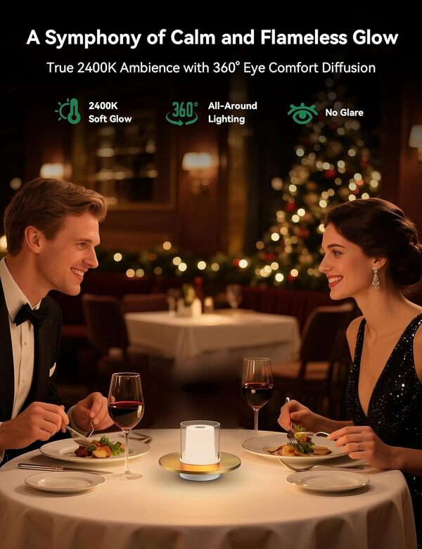 Tubicen Lampe bougie rechargeable, lampes sans fil à piles pour table, 4 niveaux tactiles, intensité variable, lumière LED électronique sans flamme pour décoration d'intérieur, festival, célébration