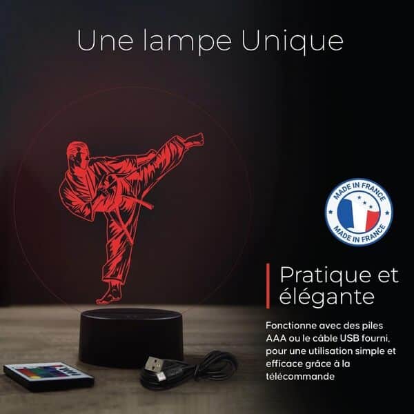 Lampe Illusion 3D Handball – Veilleuse LED RGB 16 Couleurs + 4 Modes avec Télécommande – Avec Gravure Personnalisée – Cadeau Sport/Décoration Handball – Made in France