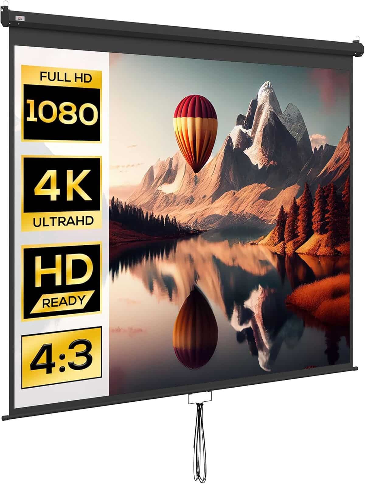 Test de l'écran de projection HOMCOM 120 pouces, réglable, noir et blanc