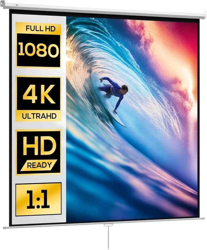 Test : écran HOMCOM 120 pouces enroulable, blanc