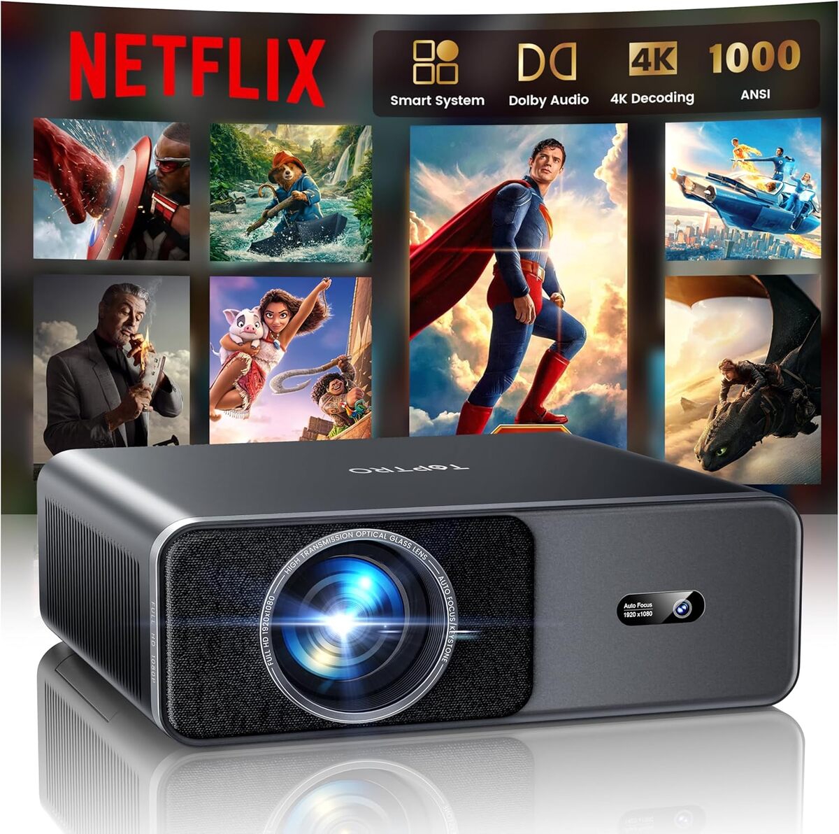 Test : vidéoprojecteur 4K TOPTRO portable 1000ANSI WiFi6 Bluetooth