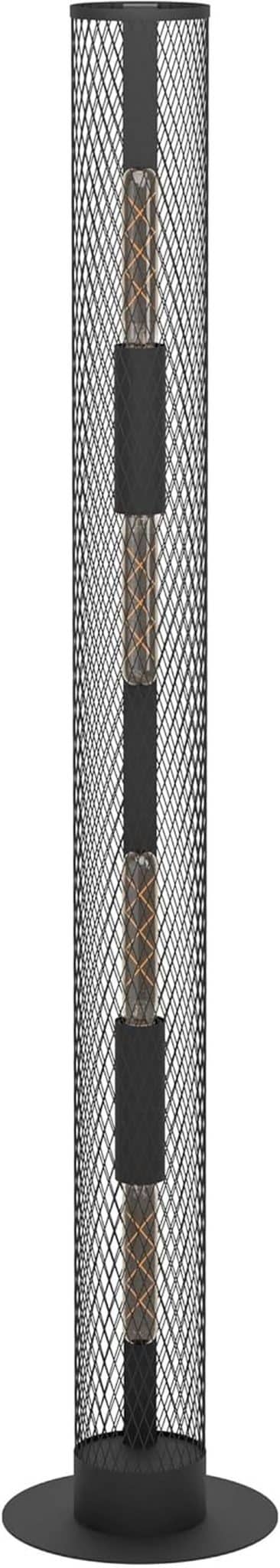 Eglo Lampadaire sur pied Redcliffe à 4 flammes, luminaire au style industriel, lampe de salon en métal noir avec interrupteur à pied, douille E27