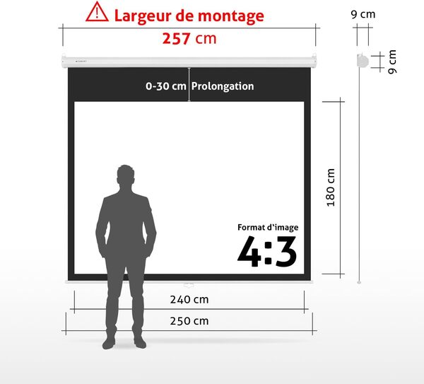 ESMART Economy EXR Écran de Projection Manuel 257 cm Image 240 x 180 cm (118