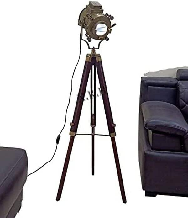 Nautical Replica Hub Lampadaire industriel pour salon, trépied moderne pour décoration rustique, éclairage de cinéma rétro, lampe sur pied vintage pour chambre à coucher