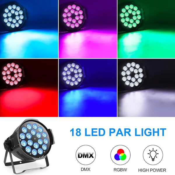 HOLDLAMP 6PCS 18 LED Lampe, 200W LED éclairage de scène 4 en 1 RGBW projecteur par projecteur avec DMX 4/8CH pour Fête Disco Bar Célébrations de Famille Églises [Classe énergétique A+++]