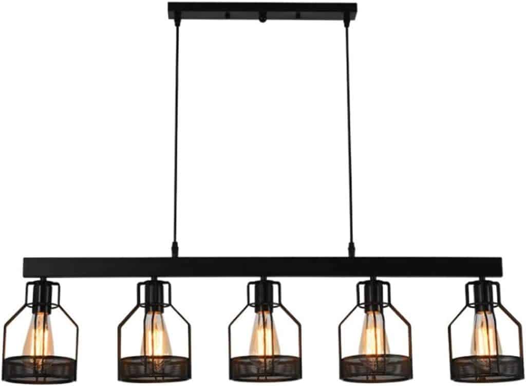 Avis lampe suspension noire 5 têtes vintage Loft