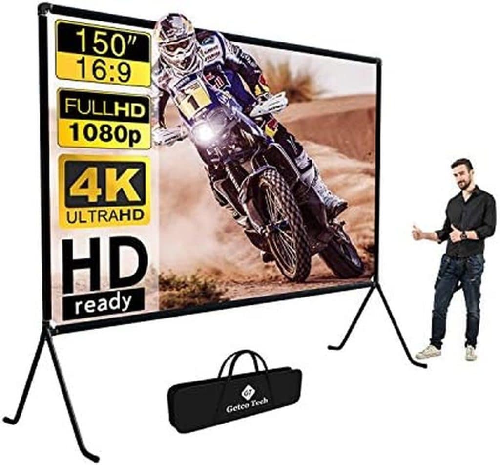 Test de l'écran de projection GT GETCO TECH 150 pouces : support 16 : 9 HD pliable