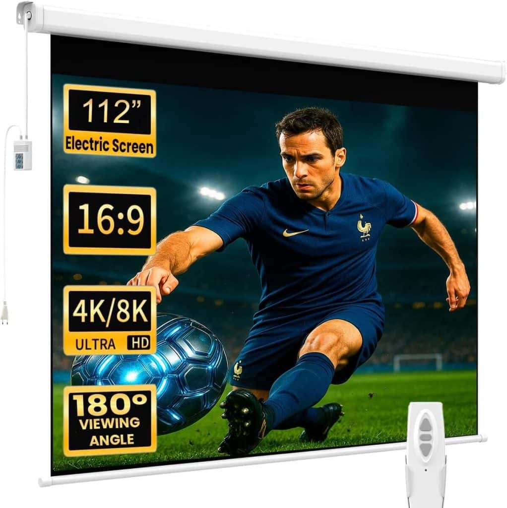 Test de l'écran luxscreen motorisé 112 pouces avec télécommande