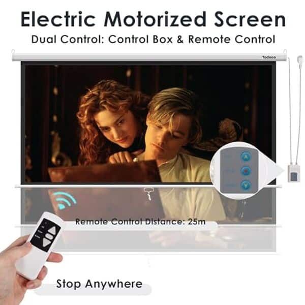 Découvrez l'écran motorisé Todeco 84 pouces, parfait pour transformer votre espace en un cinéma privé ou dynamiser vos présentations professionnelles.