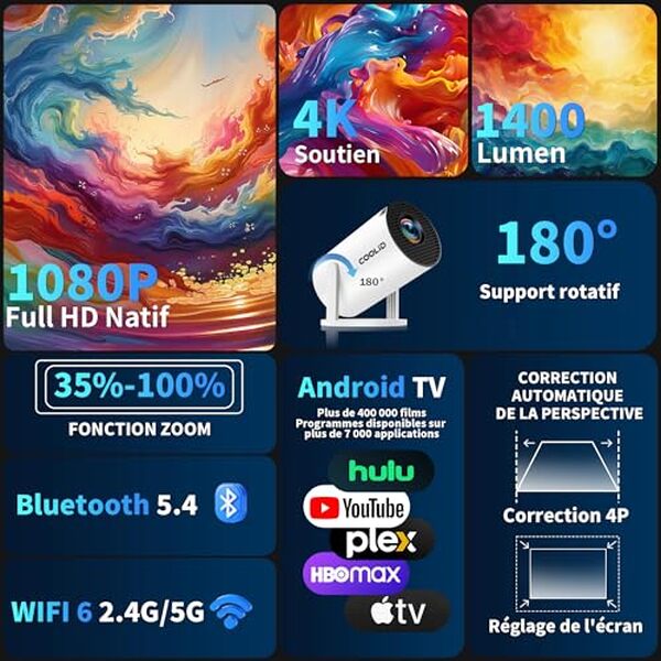 Découvrez l'efficacité et la praticité du mini vidéoprojecteur portable 4K avec application intégrée, un appareil révolutionnaire pour tous vos divertissements nomades.