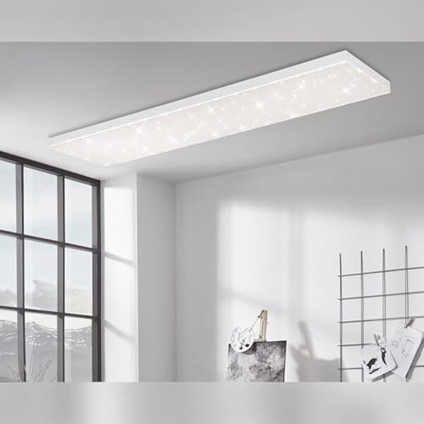 Découvrez le plafonnier LED Briloner Leuchten 38W : un éclairage moderne à gradation avec décor étoilé pour sublimer votre intérieur tout en économisant de l'énergie