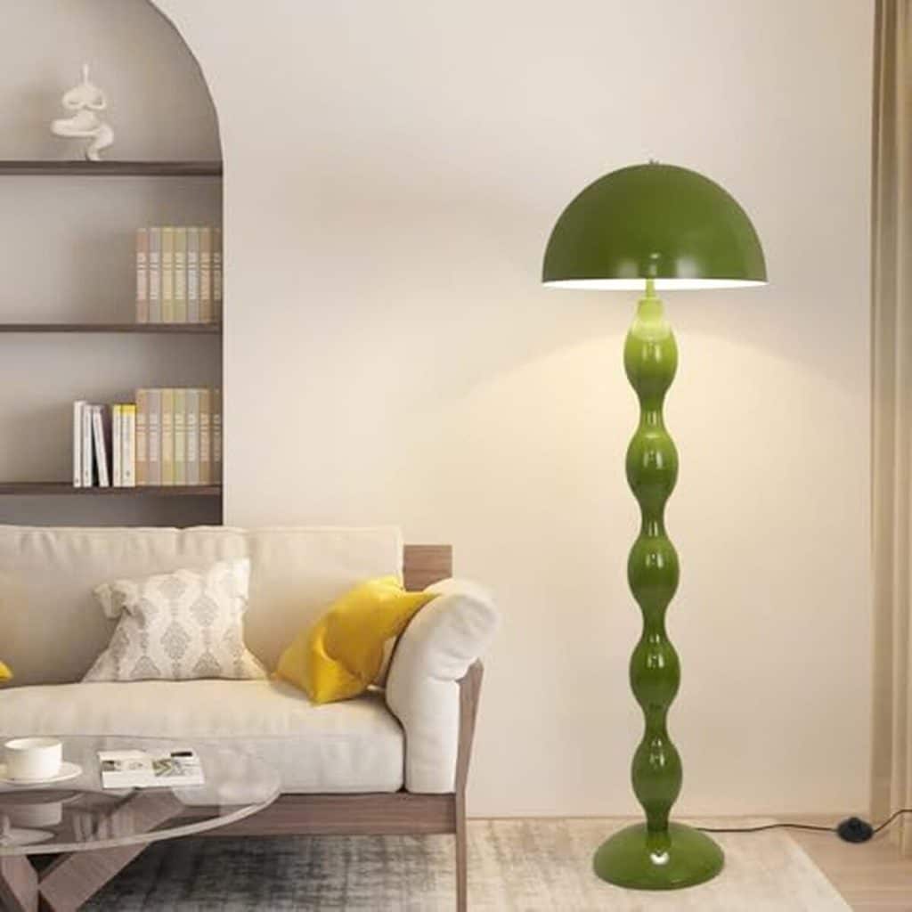 Test du lampadaire LED champignon vert, modèle moderne avec interrupteur à pédale