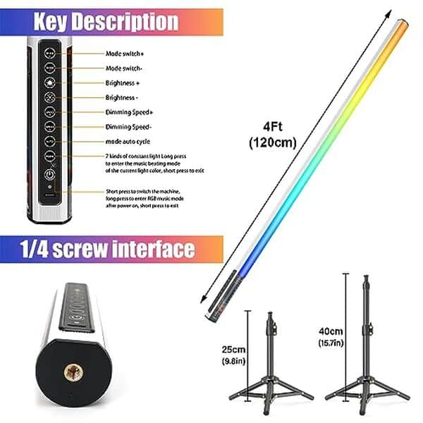 Optimisez votre streaming vidéo avec la lampe portable LED LUXCEO Mood1 et son trépied de 120cm : une solution idéale pour un éclairage professionnel et mobile