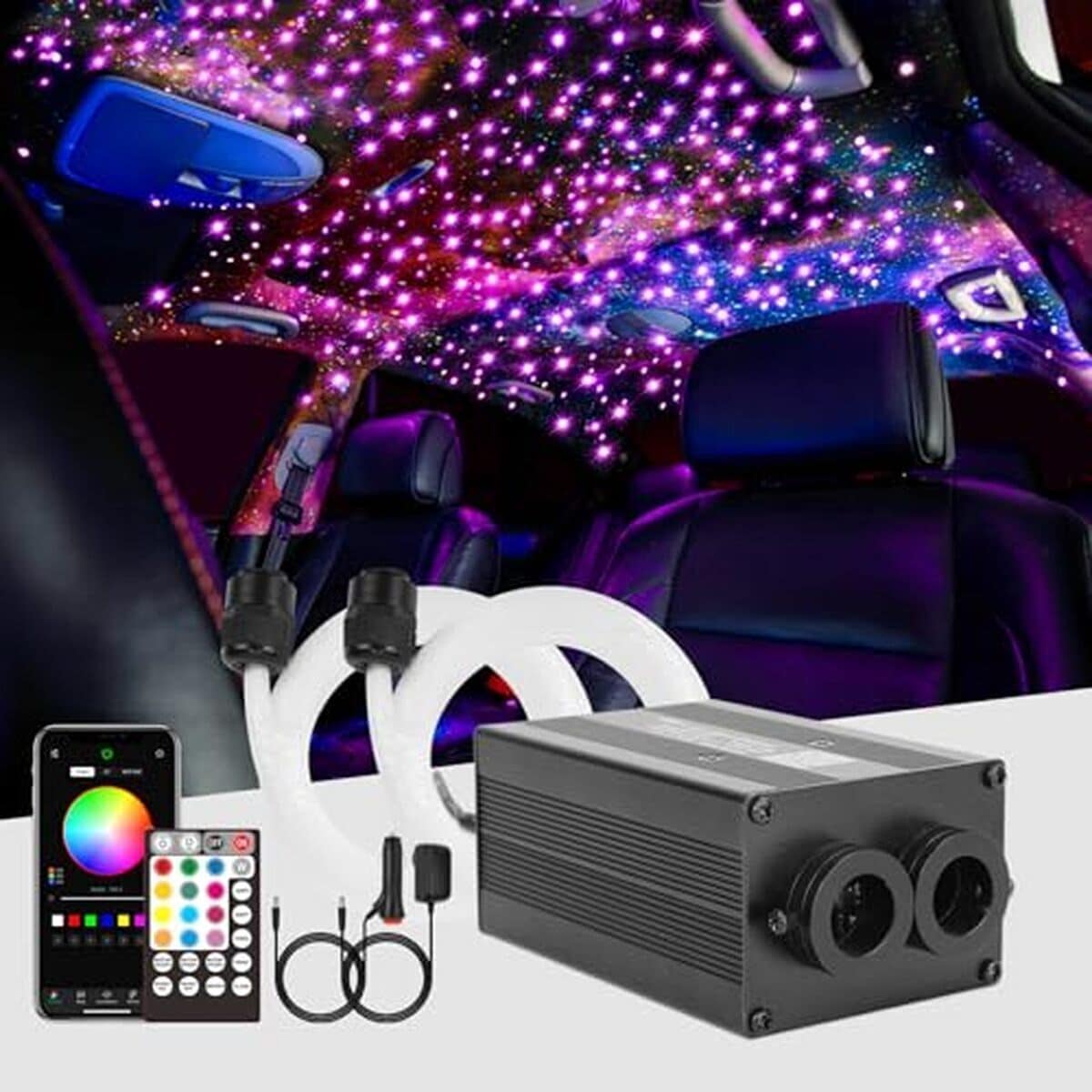 Test du kit plafonnier étoilé à fibre optique CHINLY Bluetooth 12W RGBW