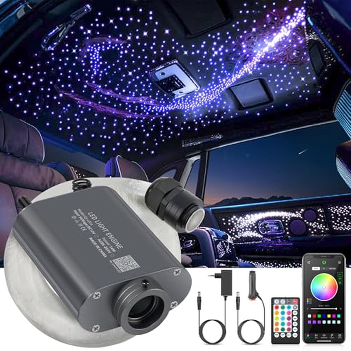 Test SUNKENET 16W RGBW ciel étoilé Bluetooth pour voiture