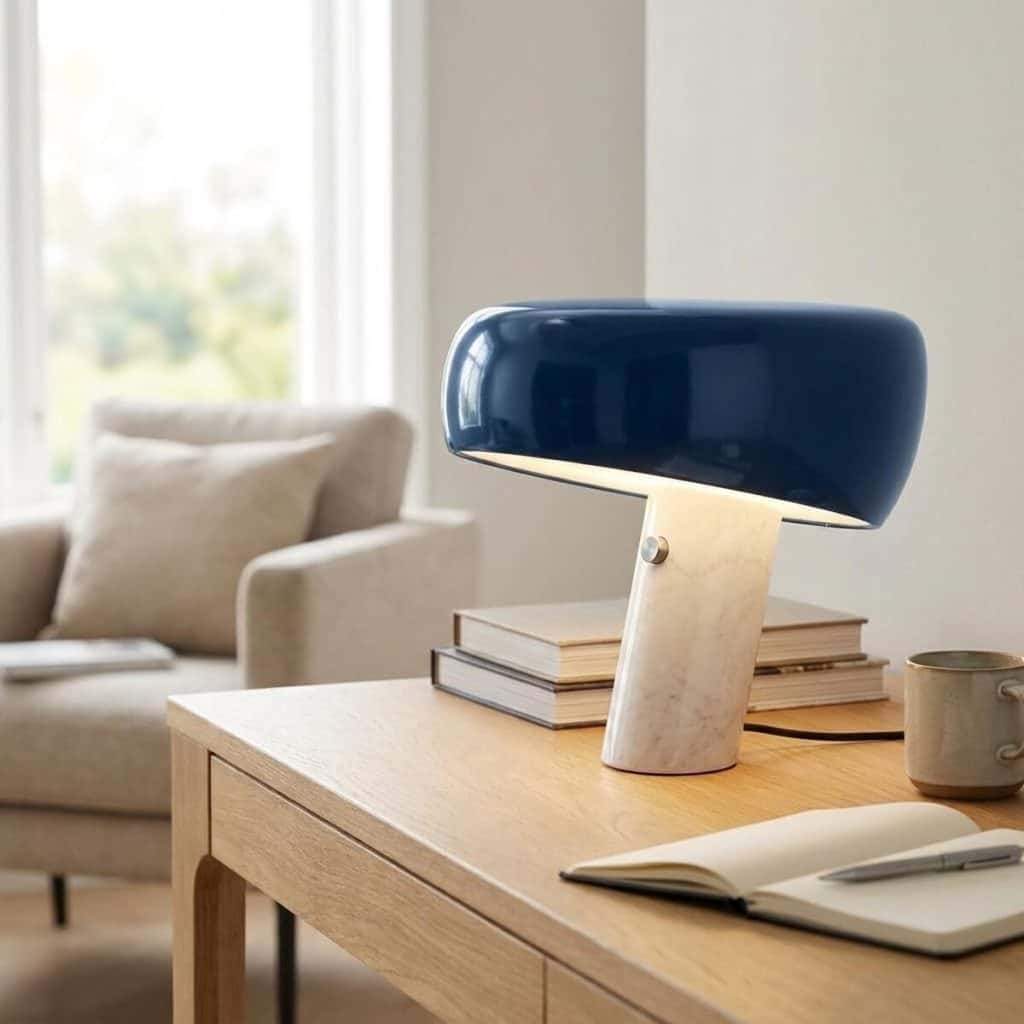 Avis sur la lampe de table barcelona led bleu et marbre blanc
