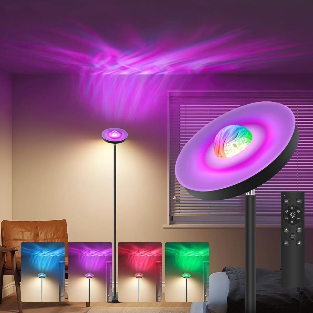 Test du lampadaire LED RGB avec télécommande et projecteur étoiles
