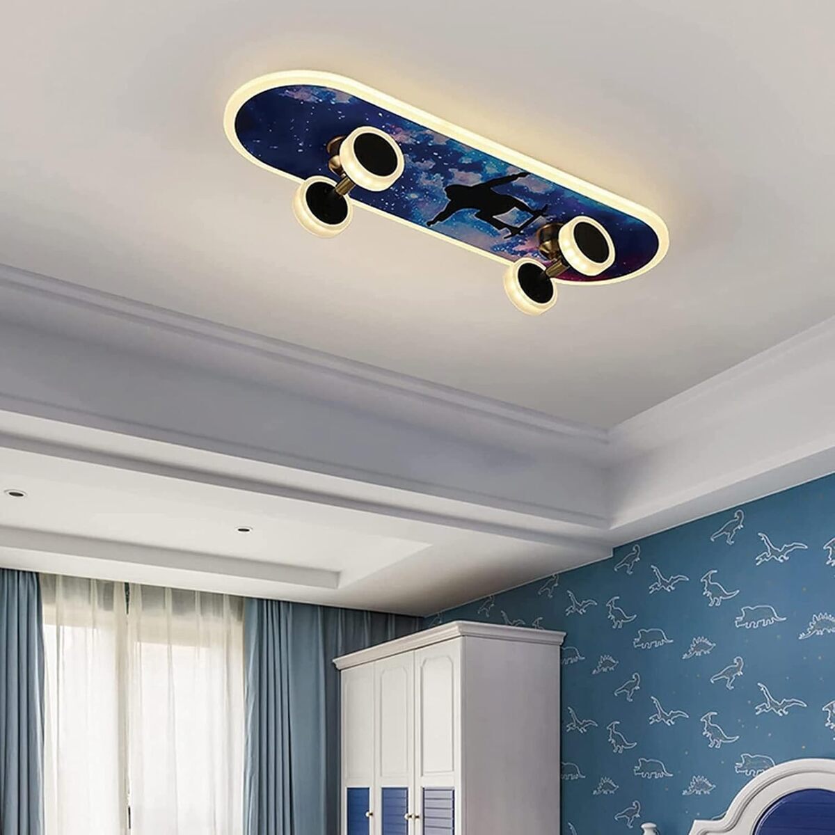Test du plafonnier LED ZTZBFGM D : skateboard dimmable pour chambre d'enfant