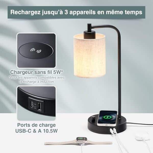 Découvrez notre test détaillé de la lampe de chevet LED avec chargeur induction et USB. Caractéristiques, performances et verdict pour bien choisir votre lampe.