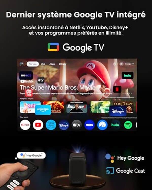 Test du vidéoprojecteur Wemax intelligent avec 500 lumens, google TV et Netflix intégré. Découvrez nos avis complets, caractéristiques et performances de ce projecteur intelligent. 